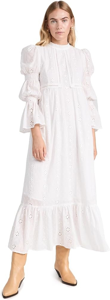 English Factory Women's Embroidered Swiss Dot Maxi Dress | Amazon (US)