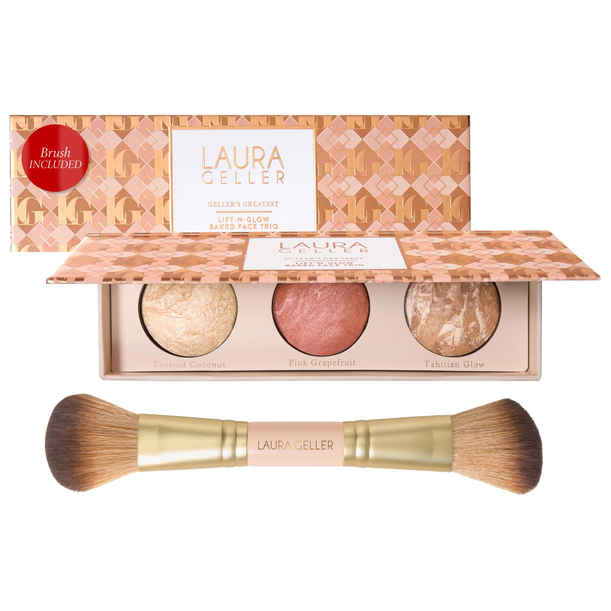 Laura Geller Geller's Greatest Lift-n-Glow Face Palette & Dual-Ended Blush + Bronzer Brush | Sephora (US)