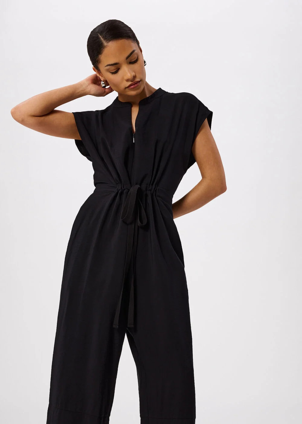 Black Sleeveless Drawstring Jumpsuit | WHISTLES | Whistles UK | | Whistles