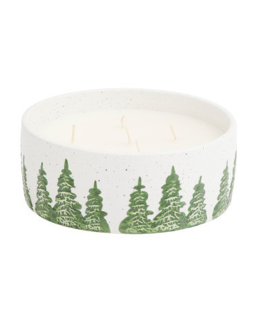 25oz Low Wide Ceramic Sculpted Tree Winter Forest Candle | Marshalls