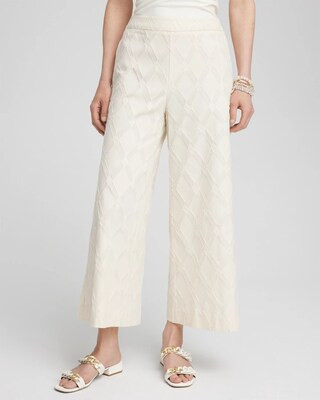 Women's Textured Wide Leg Cropped Pants in Cream | Chico's | Chico's