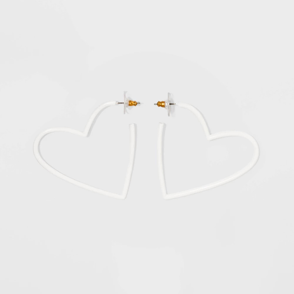 SUGARFIX by BaubleBar Coated Heart Hoop Earrings - White, Women's | Target