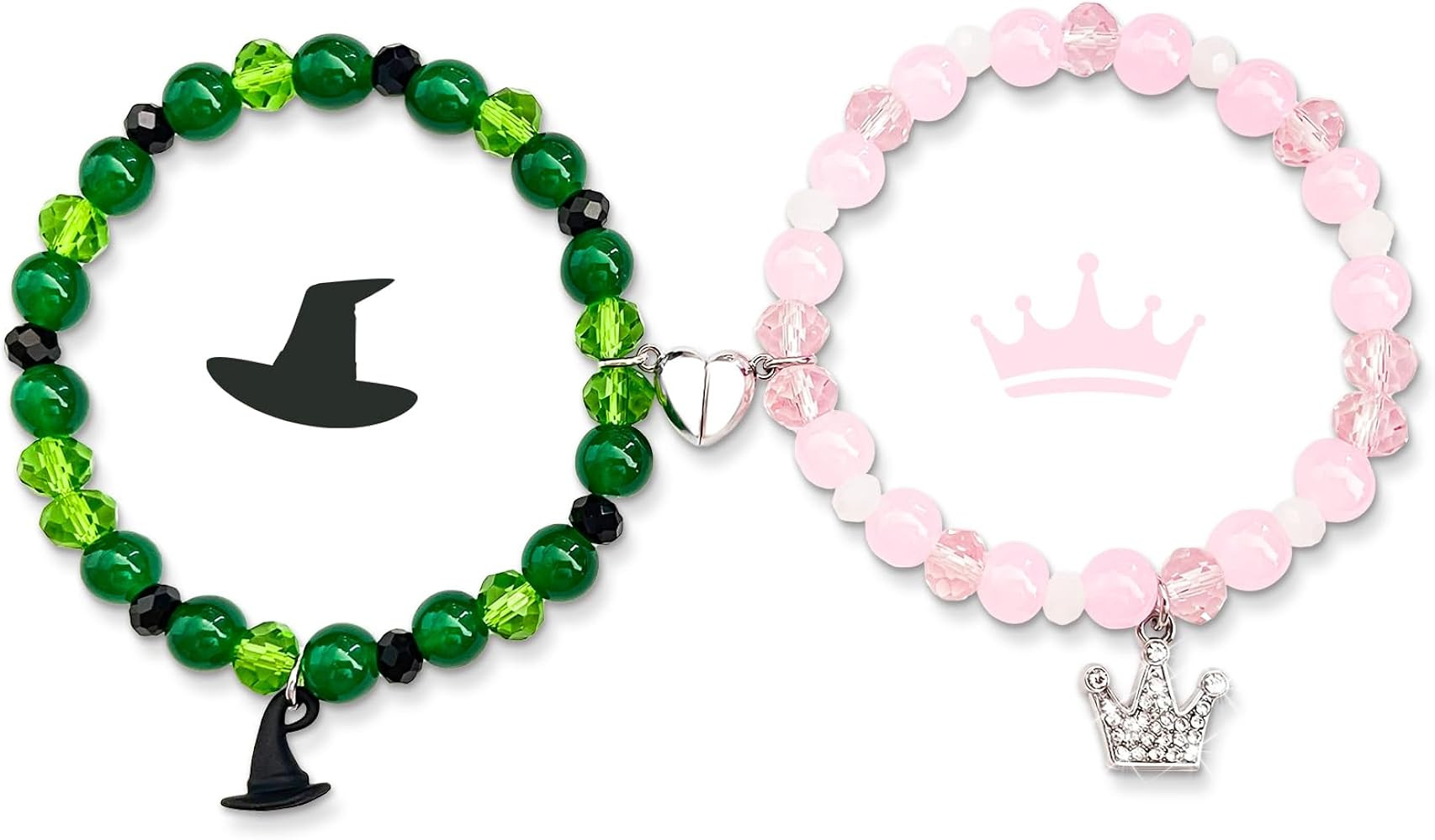 Green and Pink Friendship Matching Bracelets-Crown Witch Hat Matching Bracelets-BFF Couples Acces... | Amazon (US)