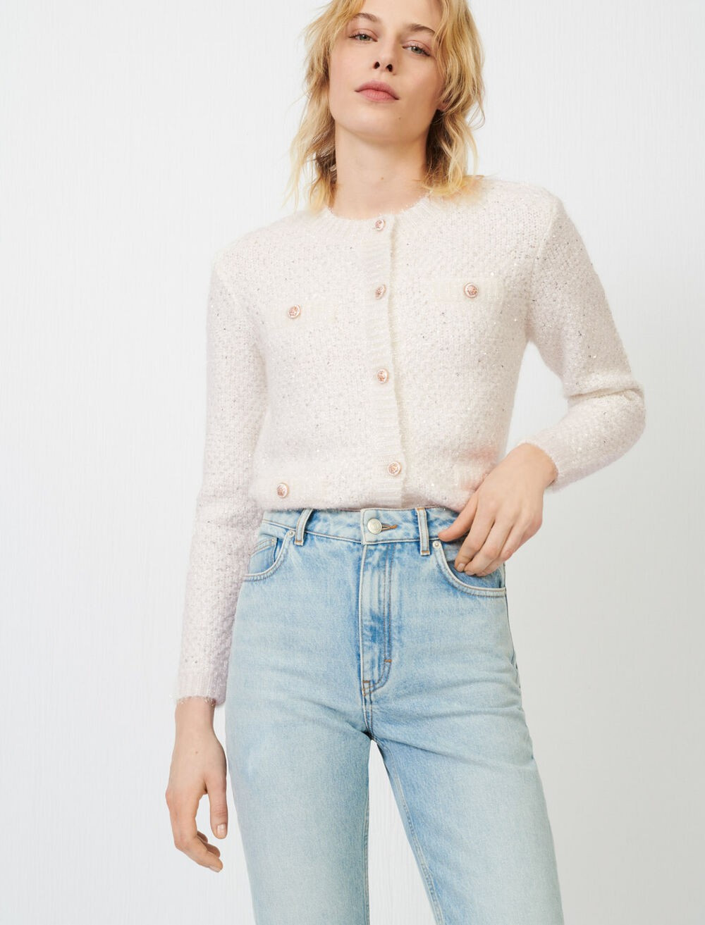 Sparkling long-sleeved cardigan | Maje US