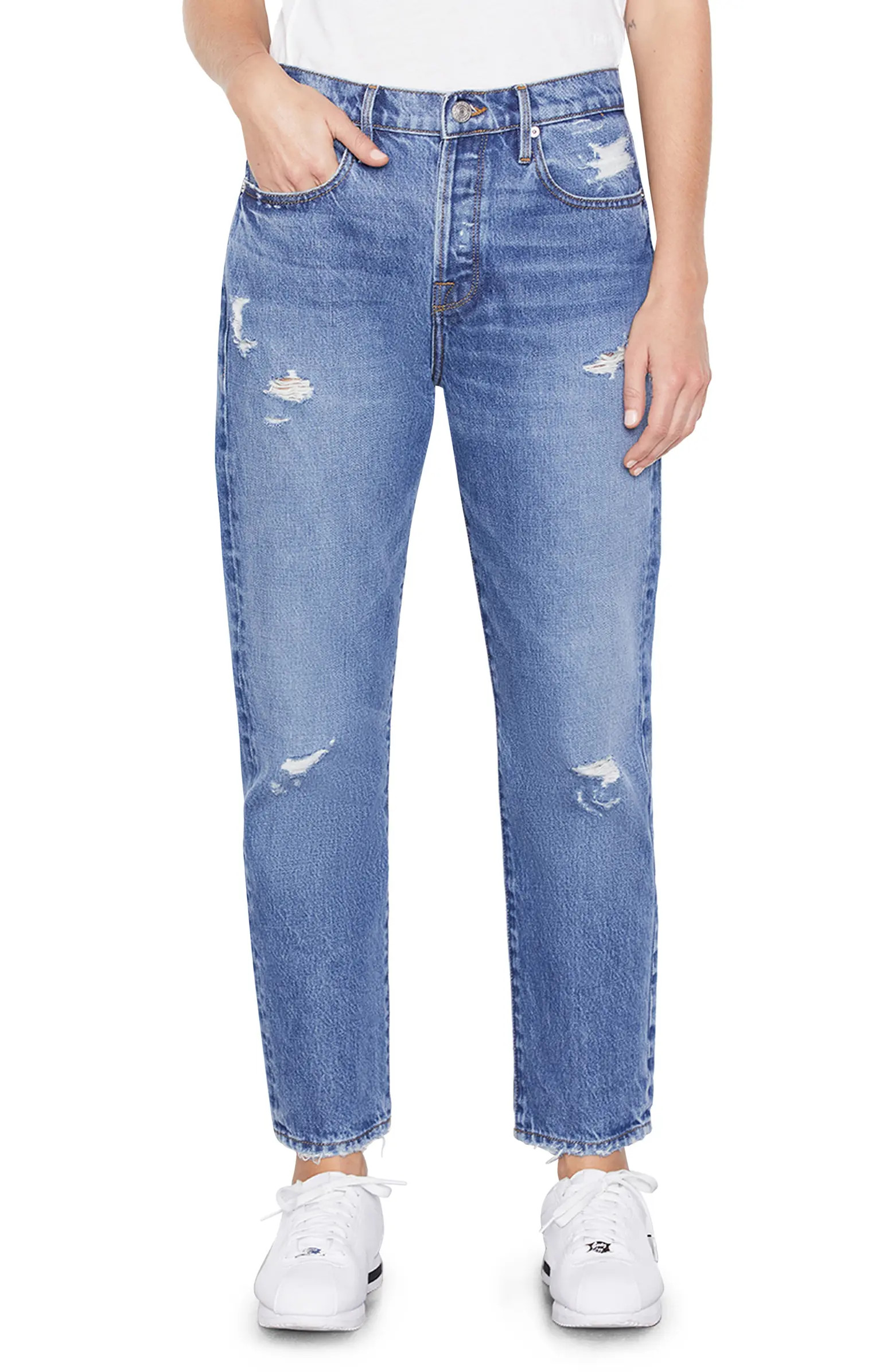 FRAME Le Original Ripped High Waist Crop Jeans | Nordstrom | Nordstrom