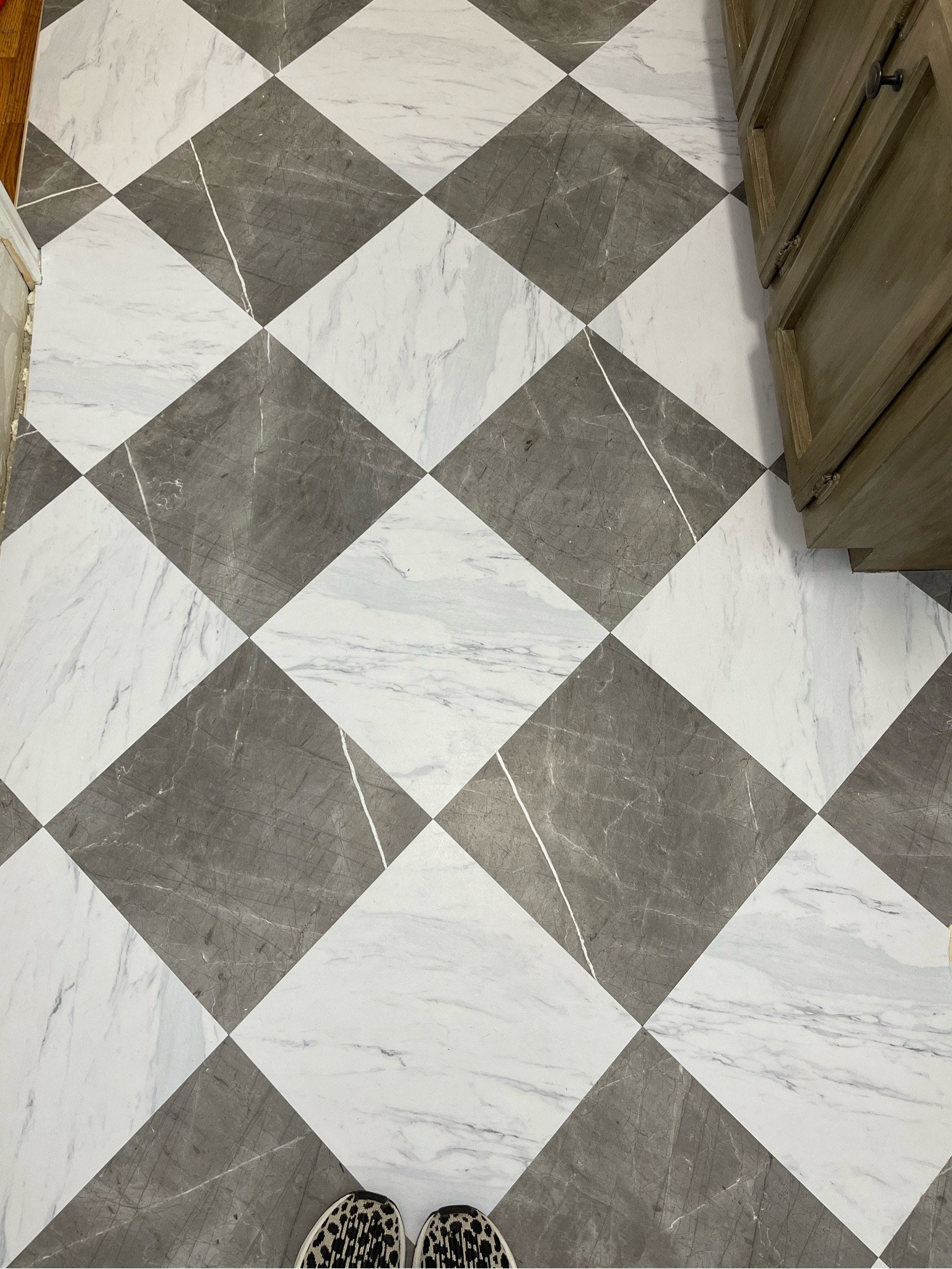 Peel and stick linoleum floor tiles from @wallpops. I ordered mine from @amazon , they shipped quick and are easy to install. I used 4 boxes for my space. 

#LTKhome #LTKstyletip