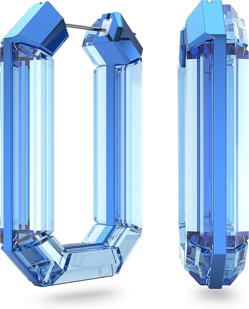 SWAROVSKI Lucent hoop earrings, Blue, Rhodium Finish | Amazon (US)