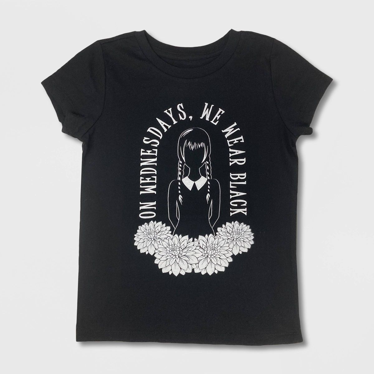 Girls' Wednesday Addams Short Sleeve Graphic T-Shirt - Black | Target