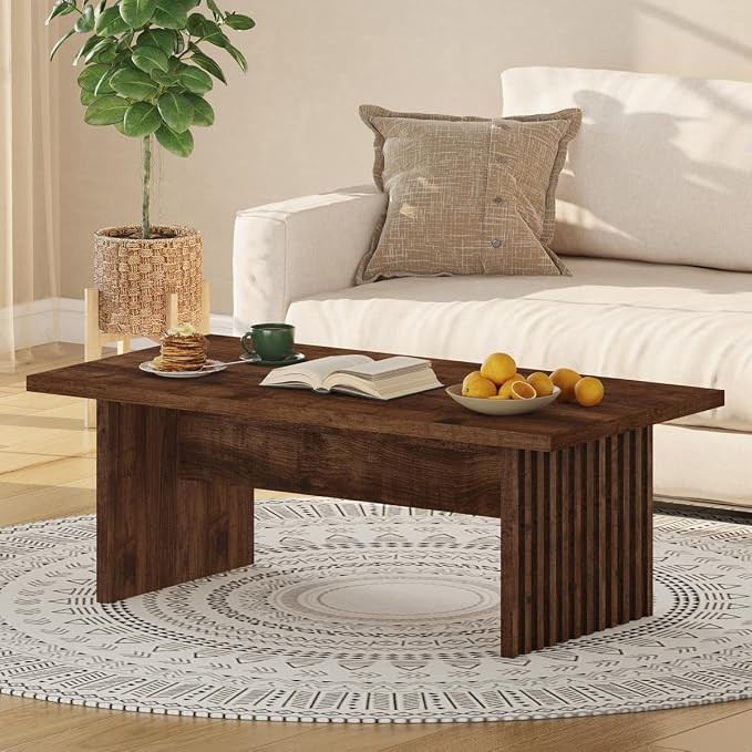 BON AUGURE Coffee Table for Living Room, Farmhouse Wood Center Table, Rectangle Mid-Century Livin... | Amazon (US)