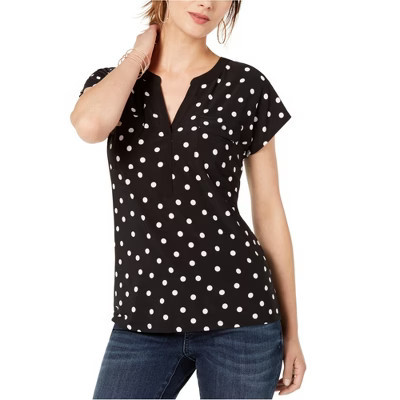 I.N.C International Concepts Womens Polka Dot Pullover Blouse, black, Small | Target