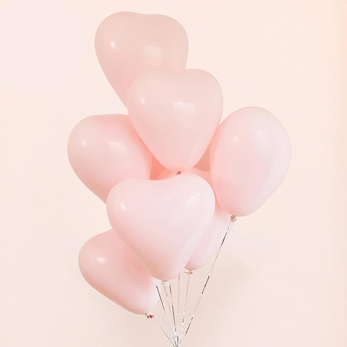 50 Pcs Pink Heart Balloons Valentines Day Balloons, Heart Shape Balloons Decorations for Birthday... | Amazon (US)