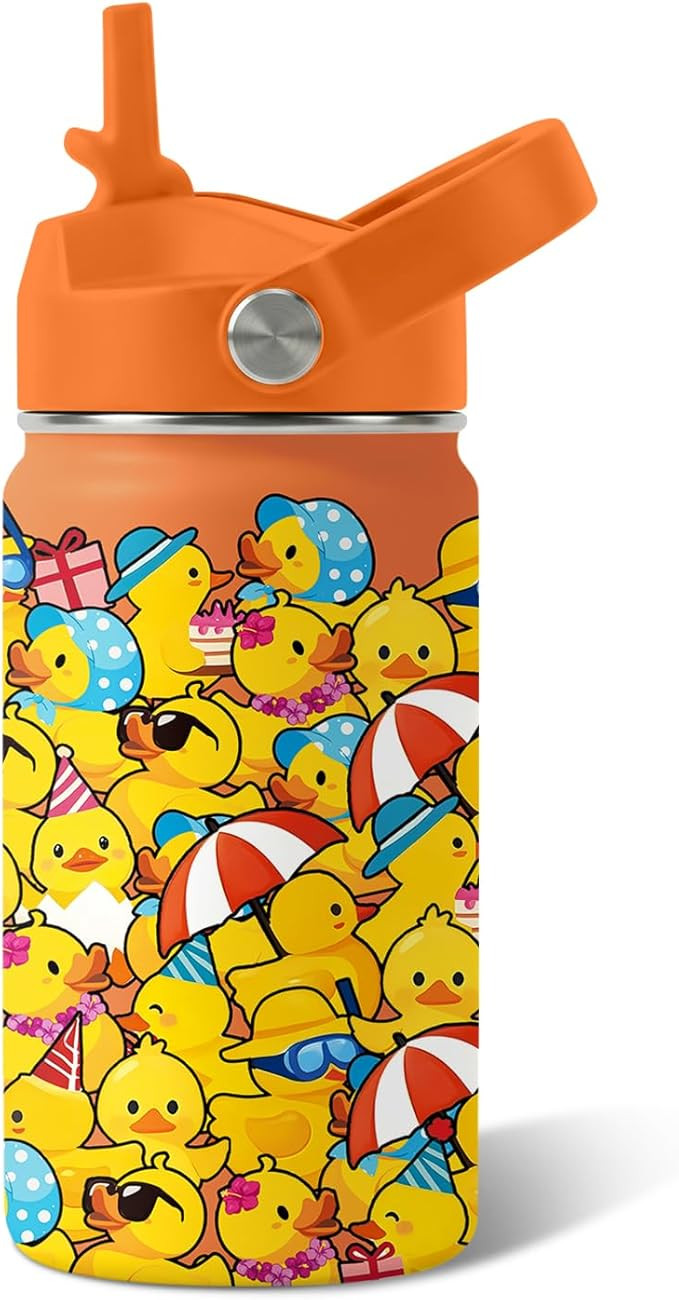 Duck Gifts for Boy Girls - 12oz Kids Water Bottle with Straw, Rubber Duck Stainless Steel Water B... | Amazon (US)