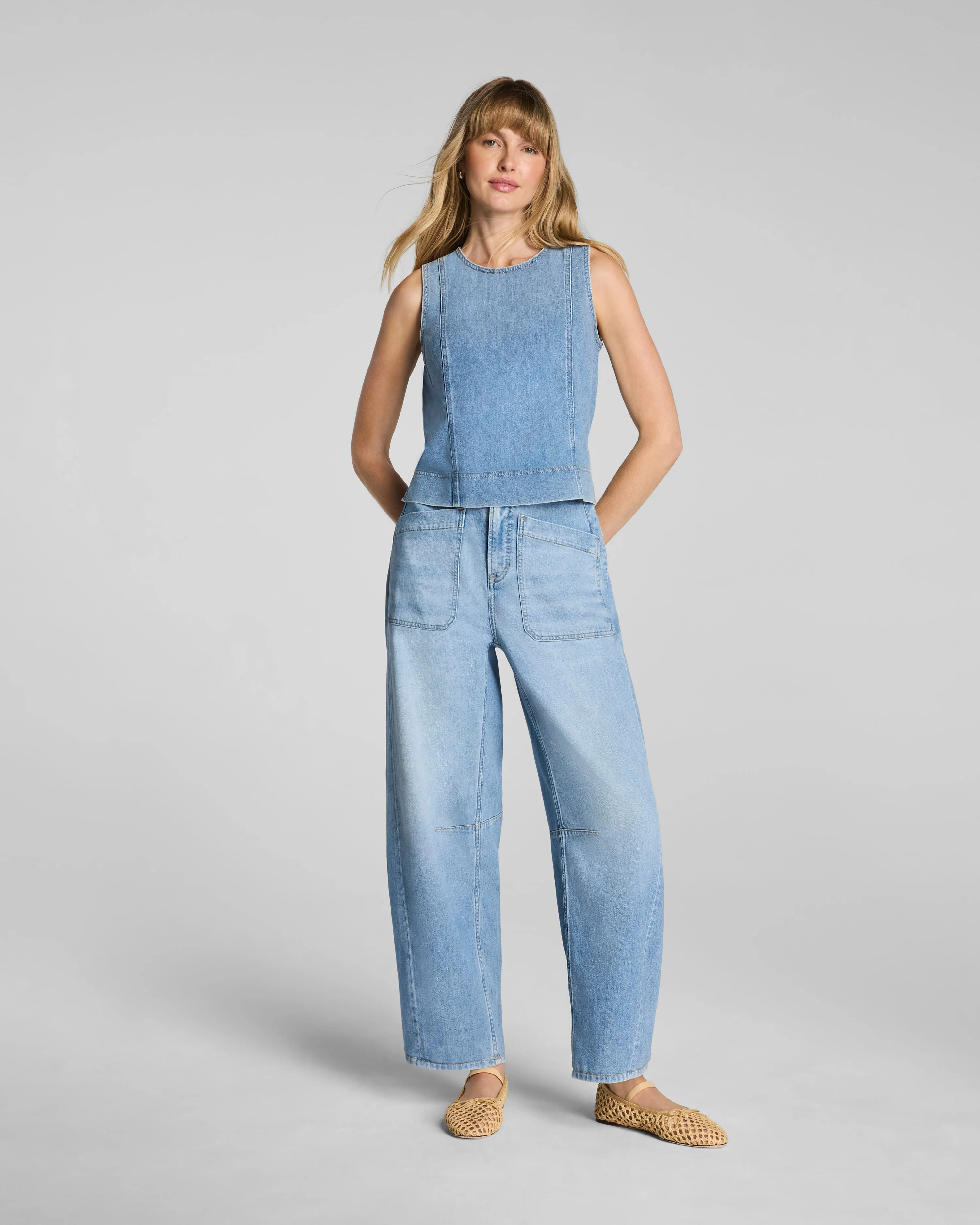 Lightweight Barrel Leg Jeans for Summer | SPANXsupersmooth®  Utility Denim | Spanx