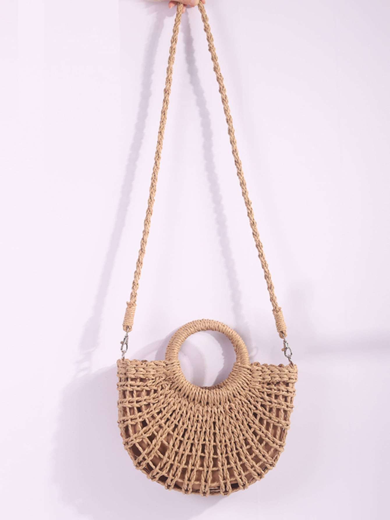 Hollow Out Top Ring Straw Bag | SHEIN