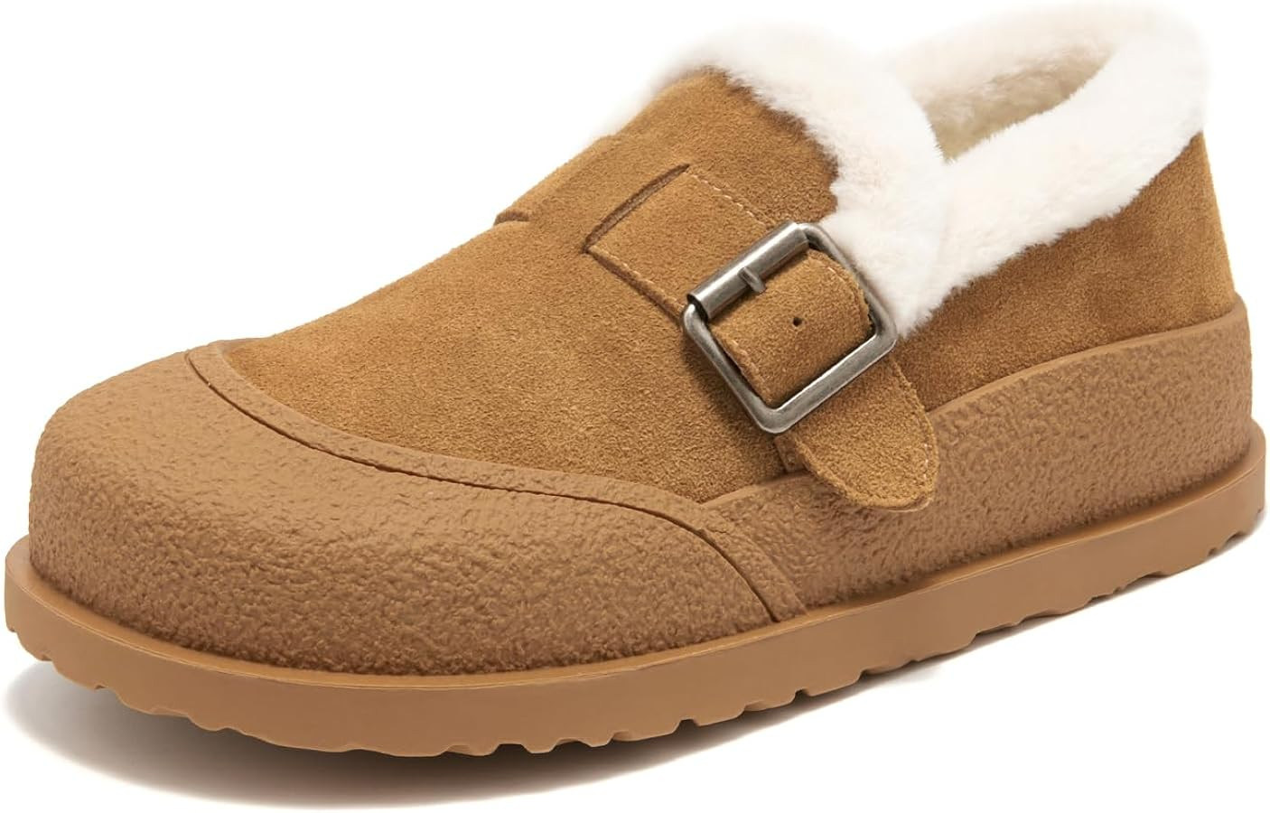 BEAU TODAY Women Winter Loafers,Platform Suede Leather Comfortable Loafers for Women,Slip On Cute... | Amazon (US)