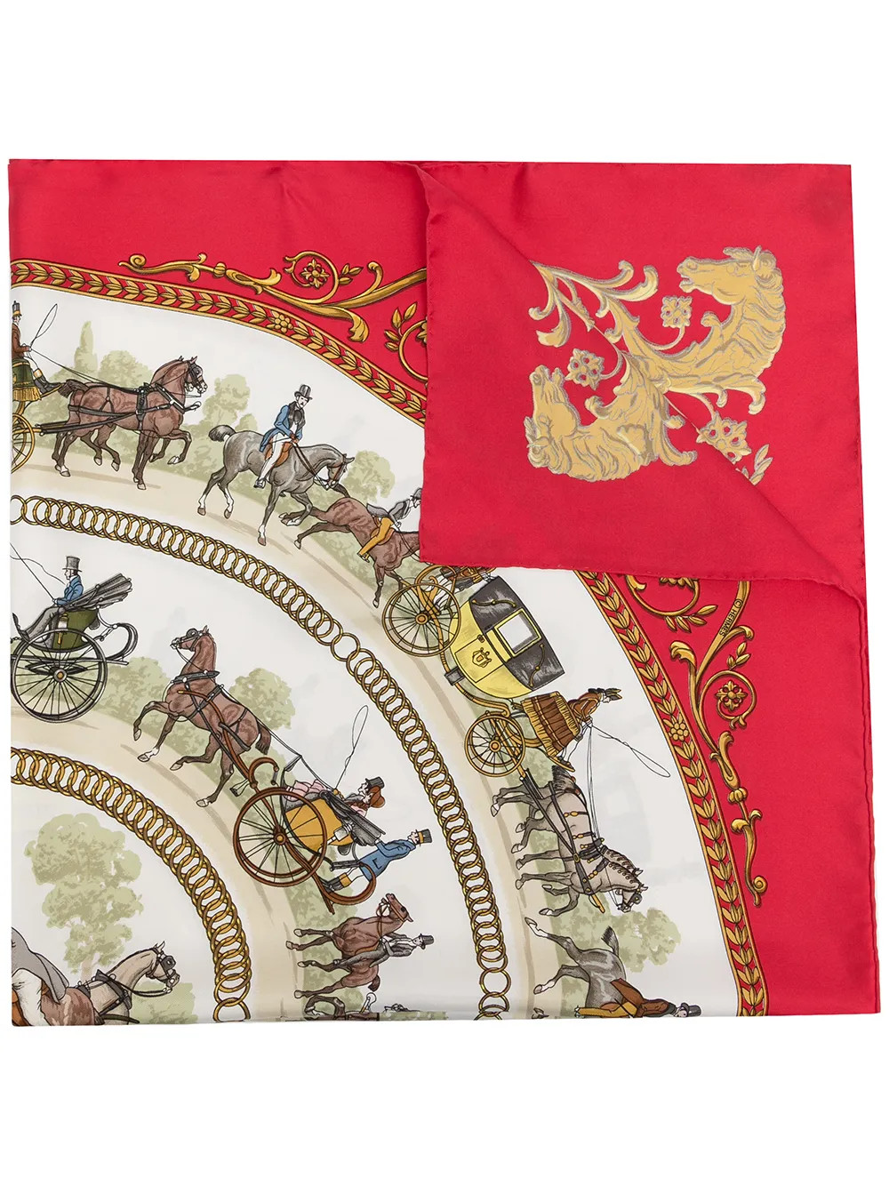 Hermès Pre-Owned La Promenade De Longchamps Silk Scarf | Red | FARFETCH | Farfetch Global