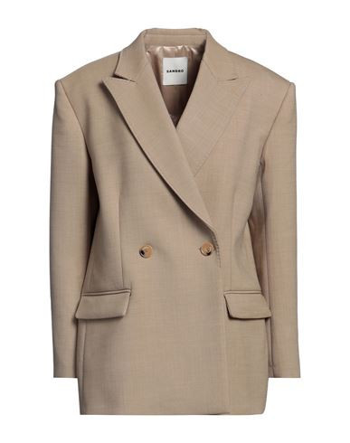 Sandro Woman Blazer Sand Size 4 Polyester, Wool, Elastane | YOOX (US)
