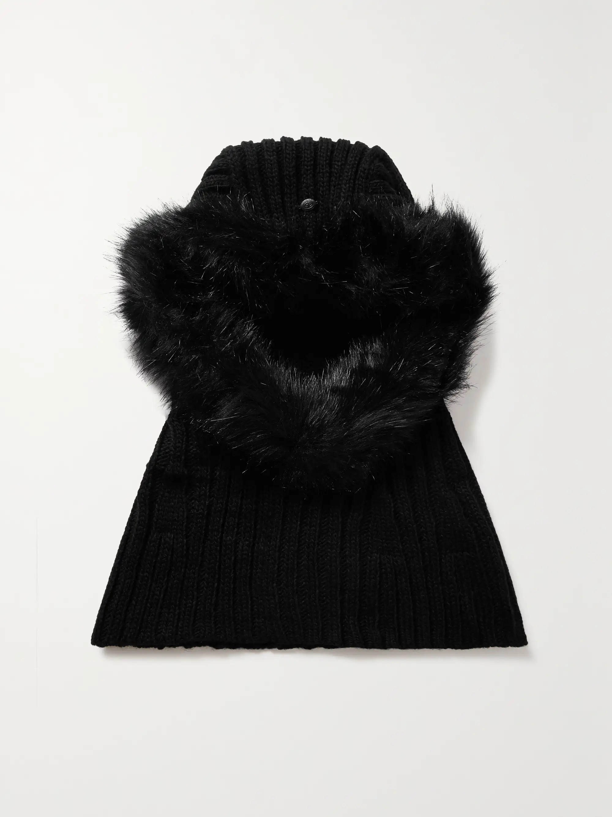 GOLDBERGH Naomi faux fur-trimmed ribbed-knit hood | NET-A-PORTER | NET-A-PORTER (US)