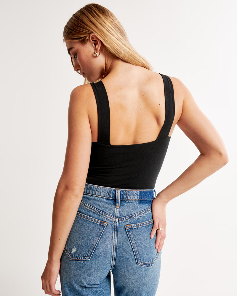 Cotton Seamless Fabric Squareneck Bodysuit | Abercrombie & Fitch (US)
