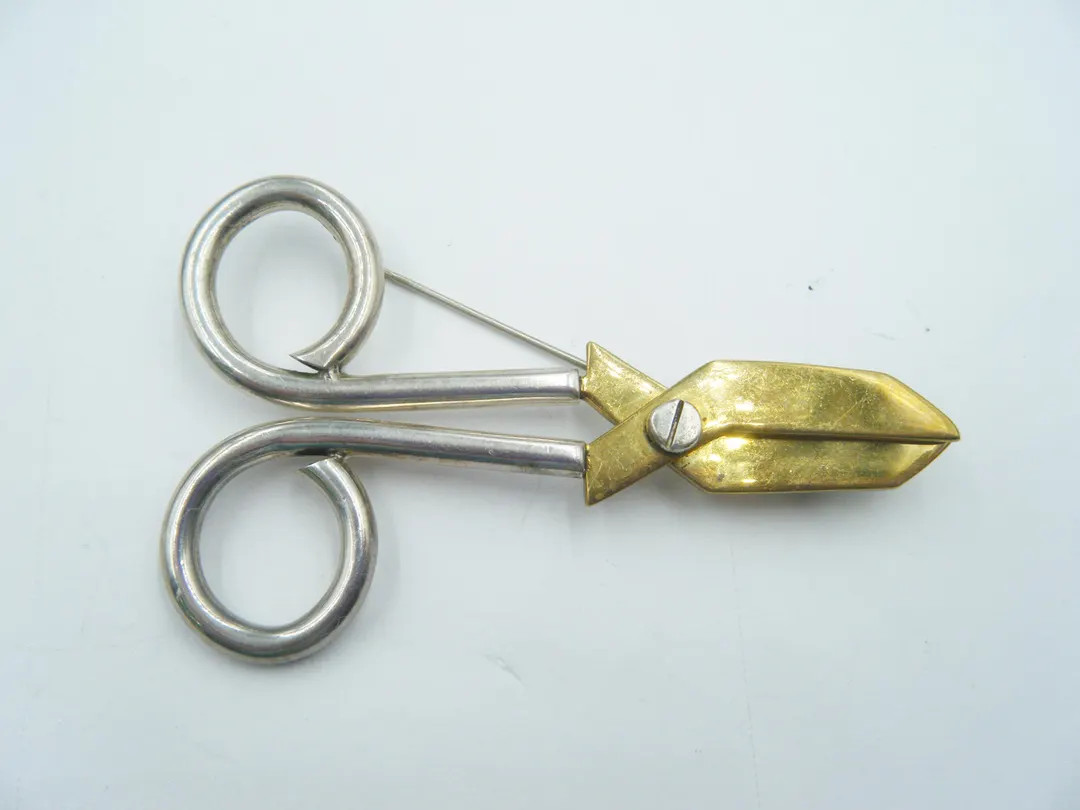Laton Mexico Sterling Scissors Brooch With Gold Wash - Etsy Canada | Etsy (US)