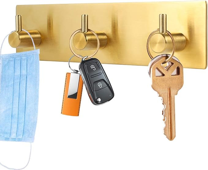 Picowe Key Holder for Wall Decorative, Adhesive Stainless Steel Key Hooks, Key Hanger Key Organiz... | Amazon (US)