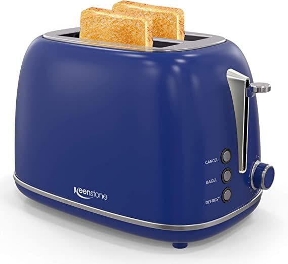 Toaster 2 Slice Keenstone Retro Stainless Steel Toaster with Bagel, Cancel, Defrost Function, Ext... | Amazon (US)