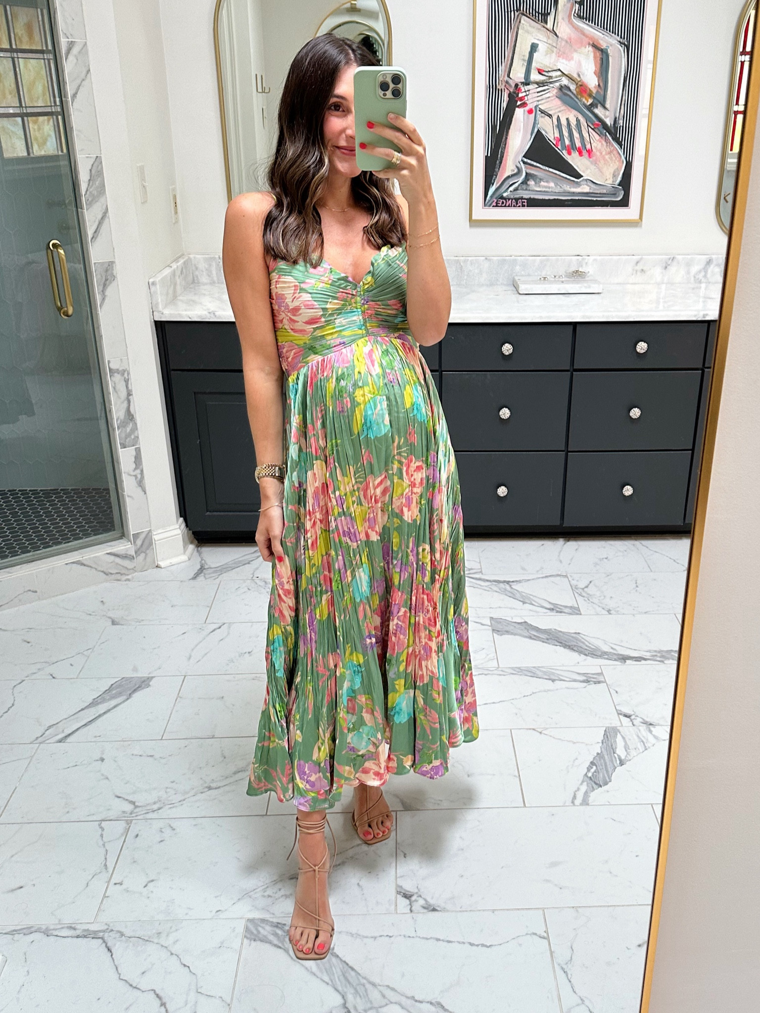 Non-maternity but bump friendly wedding guest dress! Under $110 and selling out fast! Wearing a small 🩵

#LTKparties #LTKwedding #LTKbump