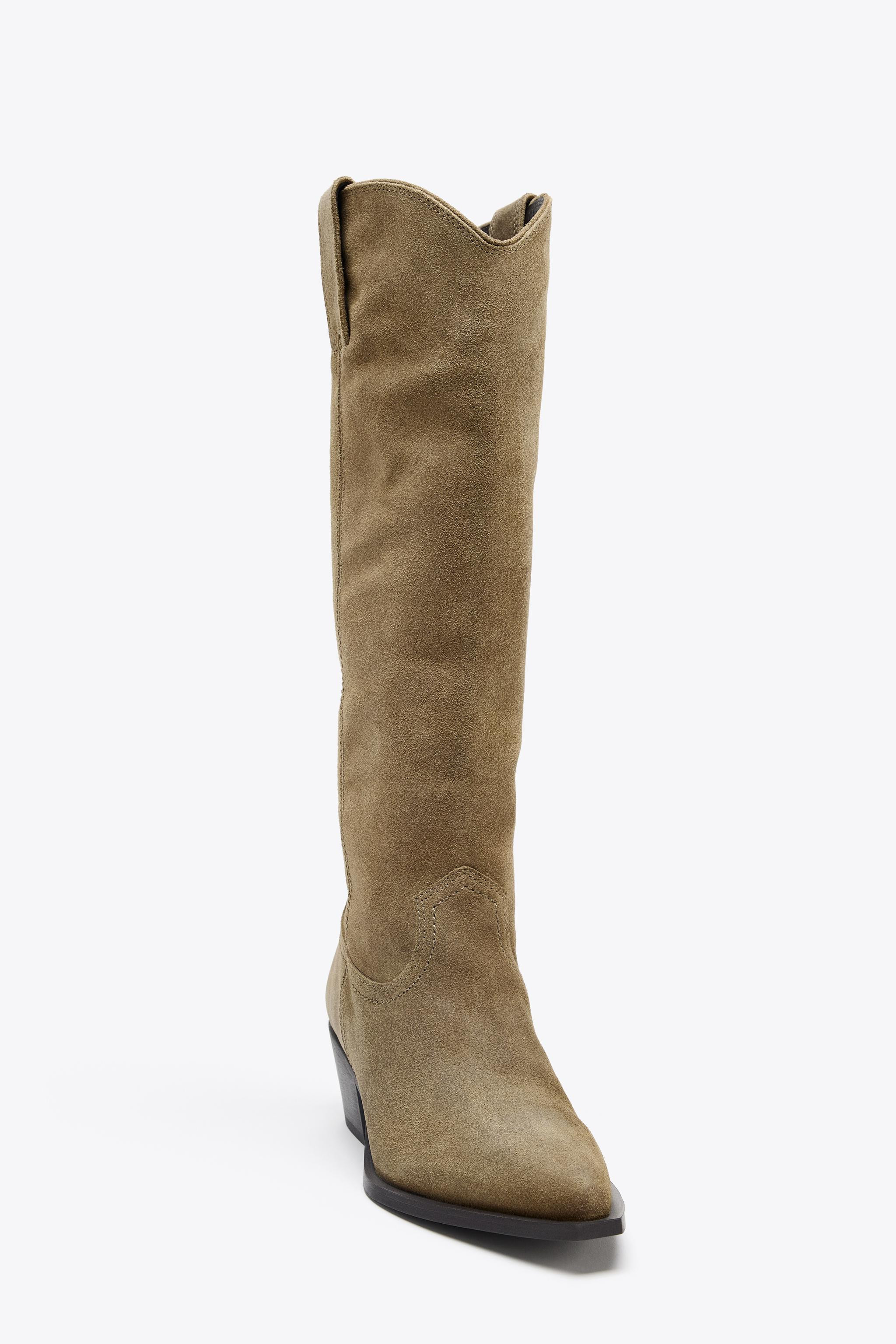 SPLIT SUEDE KNEE-HIGH BOOTS | Zara UK