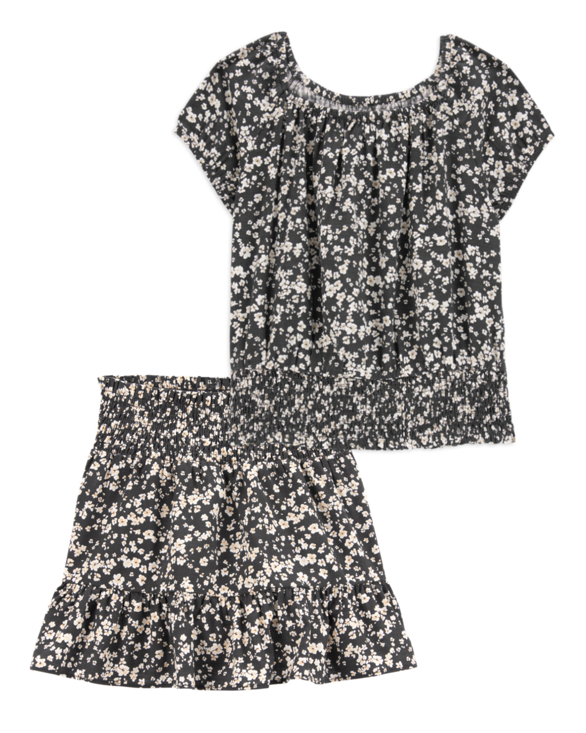 Kid 2-Piece Square Neck Floral Top & Drawstring Skirt Set | Carter's Inc