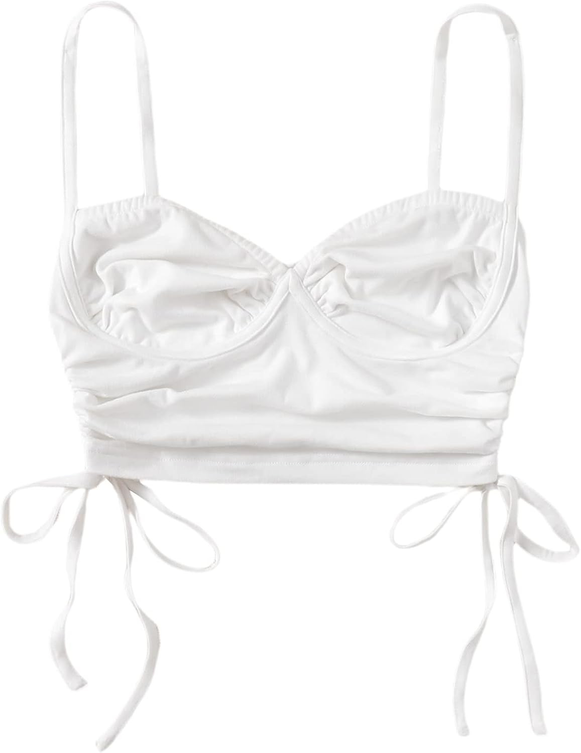 SOLY HUX Women's Spaghetti Strap Ruched Drawstring Side Cami Crop Top | Amazon (US)