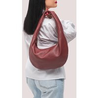 Burgundy Leather Hobo Bag - Soft Handmade Shoulder Bag, Rounded Boho Purse For Women, Genuine Tote, Gift Mom | Etsy (US)