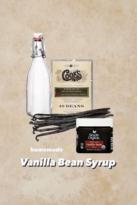 homemade vanilla bean syrup supplies 🤎 

Espresso 
Home coffee 
Coffee bar 
Espresso bar 
Diy syrup 

#LTKhome