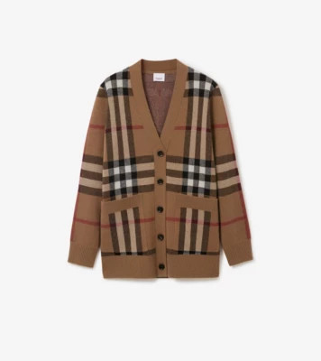 Check Wool Cashmere Cardigan in Birch brown - Women | Burberry® Official | Burberry (US)
