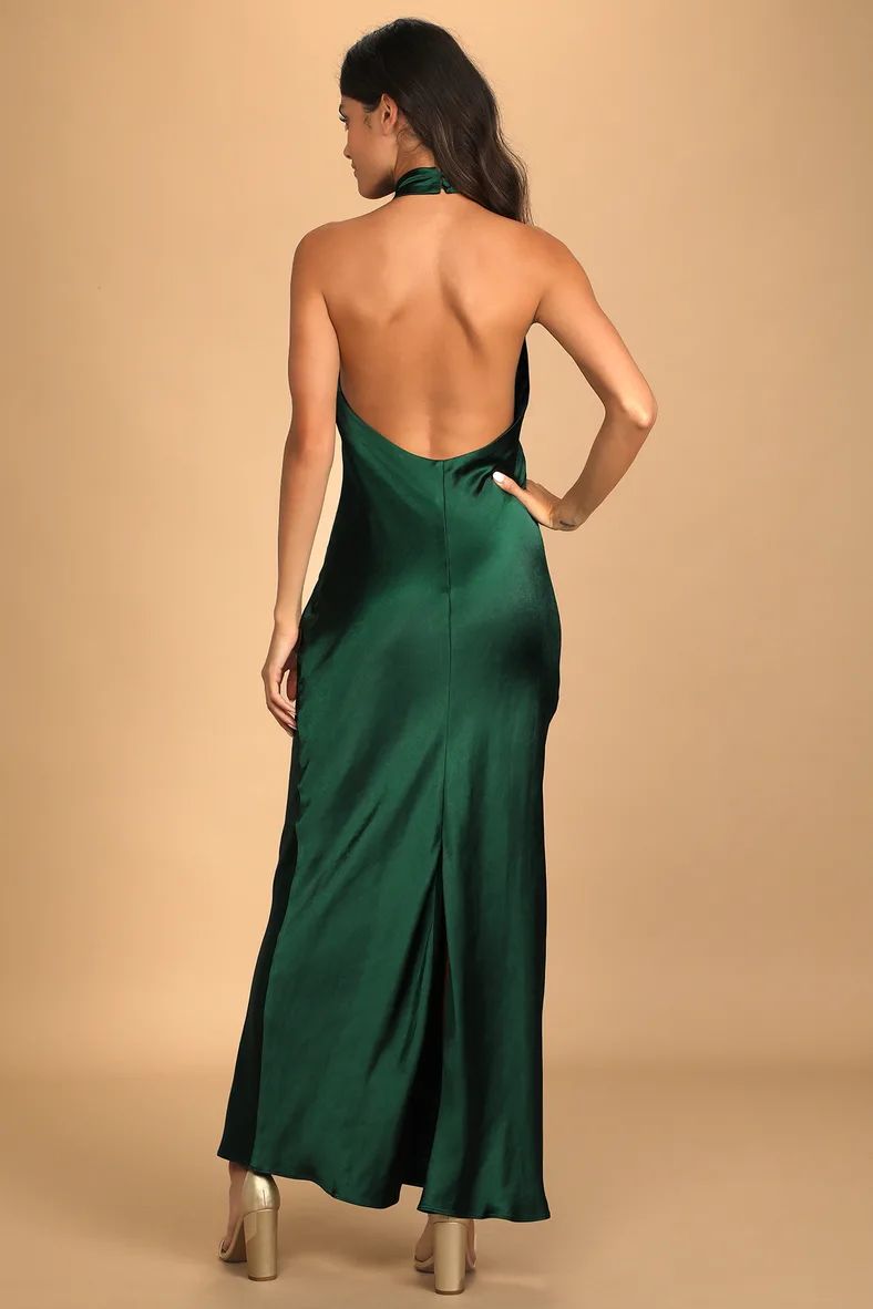 Love in Your Life Emerald Green Satin Halter Maxi Dress | Lulus (US)