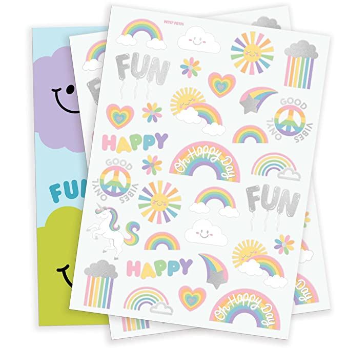 xo, Fetti Rainbow Temporary Tattoos - 46 Glitter Styles | Unicorn Birthday Party Supplies, Oh Hap... | Amazon (US)