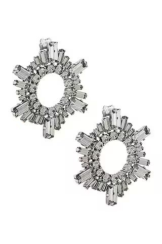 AMINA MUADDI Mini Begum Earrings in Antique Silver & Black Diamond Crystals | FWRD | FWRD 