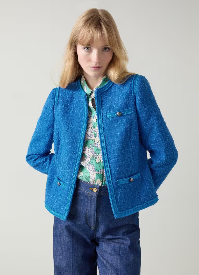 Lara Mazarine Blue Tweed Jacket | L.K. Bennett (UK)