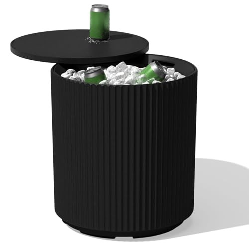 Veradek Outdoor Cooler Side Table - 2 in 1, Black, 21 inch | Amazon (US)