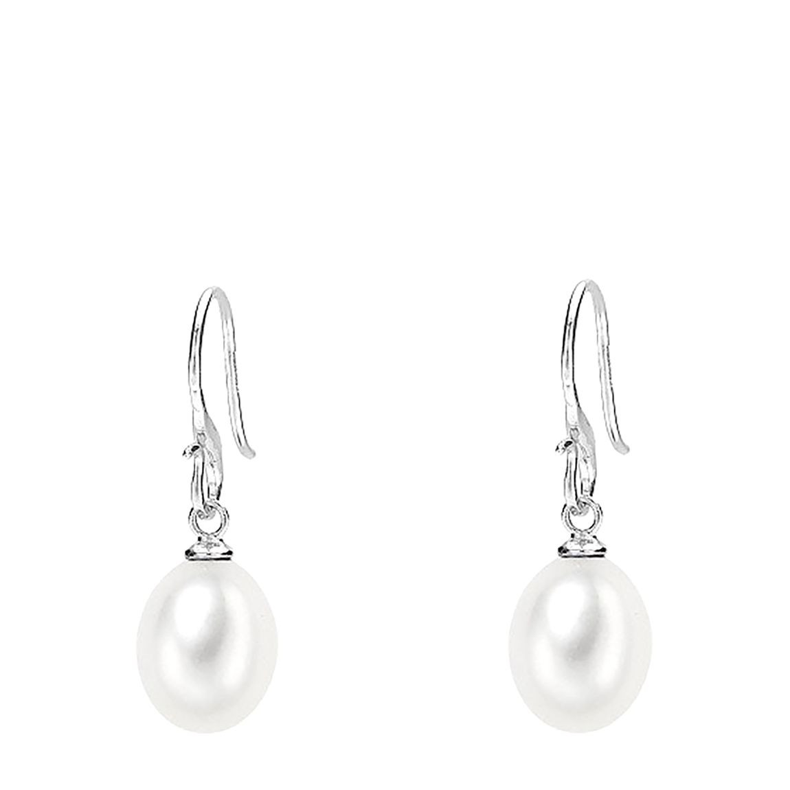 Dower & Hall Silver 8mm Oval White Freshwater Pearl Earrings - BrandAlley | BrandAlley