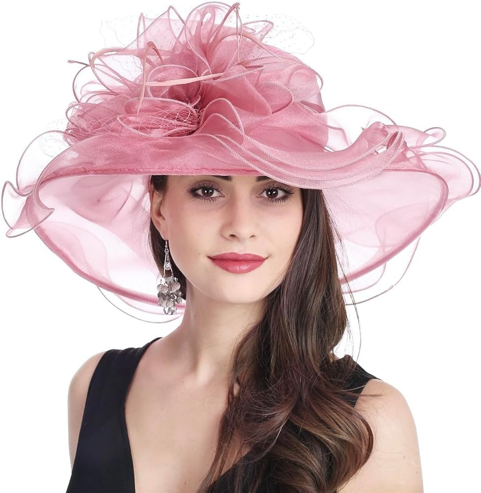 SAFERIN Women's Organza Church Kentucky Derby Fascinator Bridal Tea Party Wedding Hat | Amazon (US)