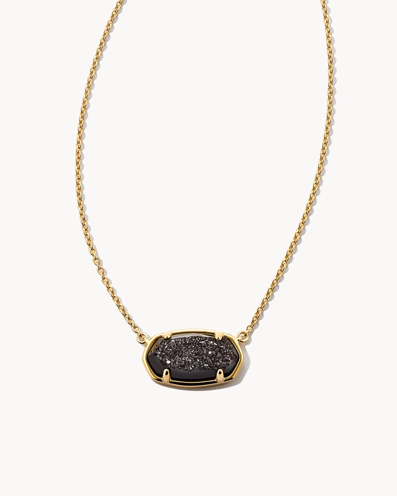 Elisa 18k Gold Vermeil Pendant Necklace in Black Drusy | Kendra Scott