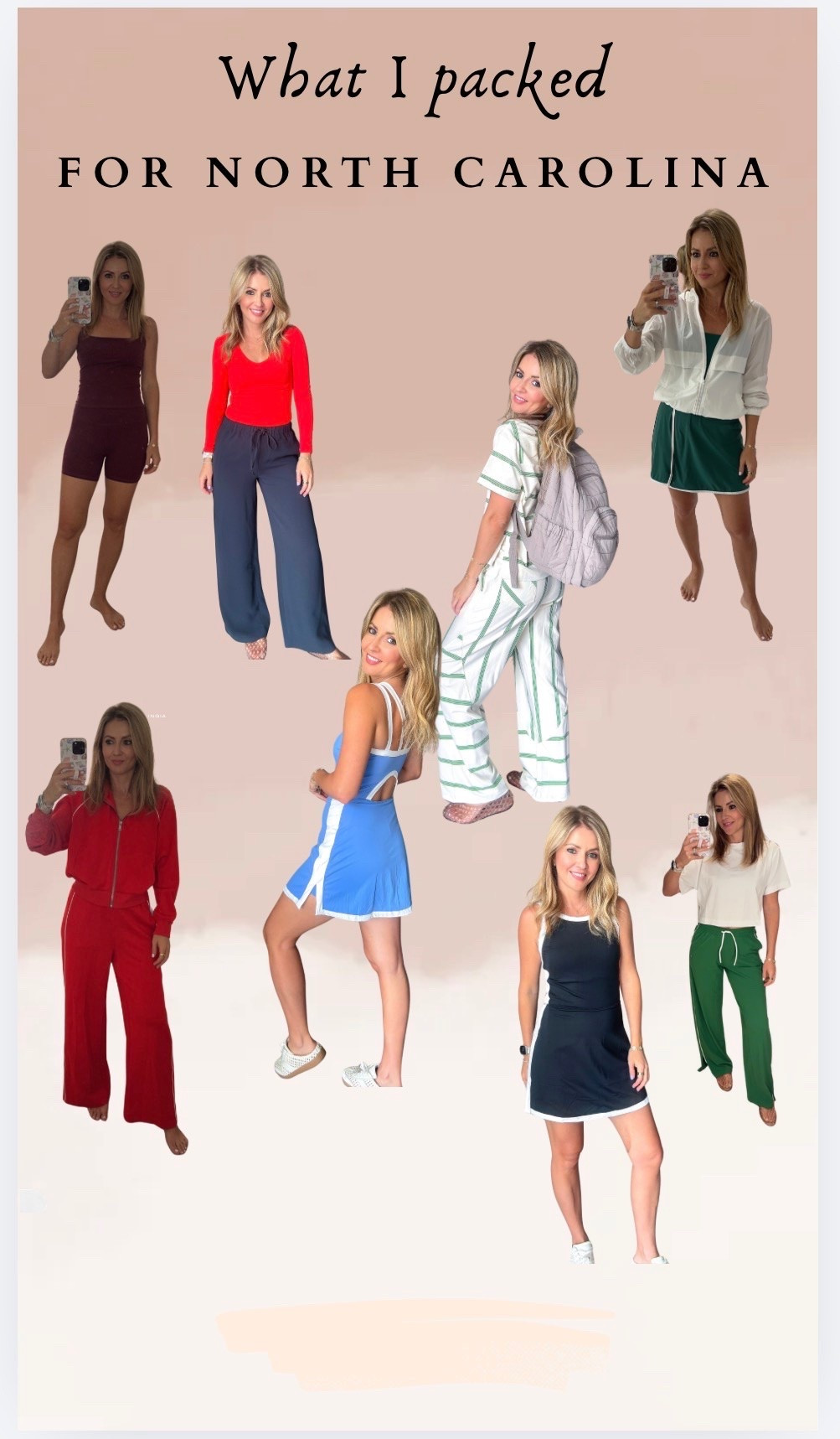 What I packed for NC
Track pants
Activewear dress
Biker shorts
2 piece sets
PALLAZO pants
Lace pants

#LTKgrwm #LTKootd #LTKActive