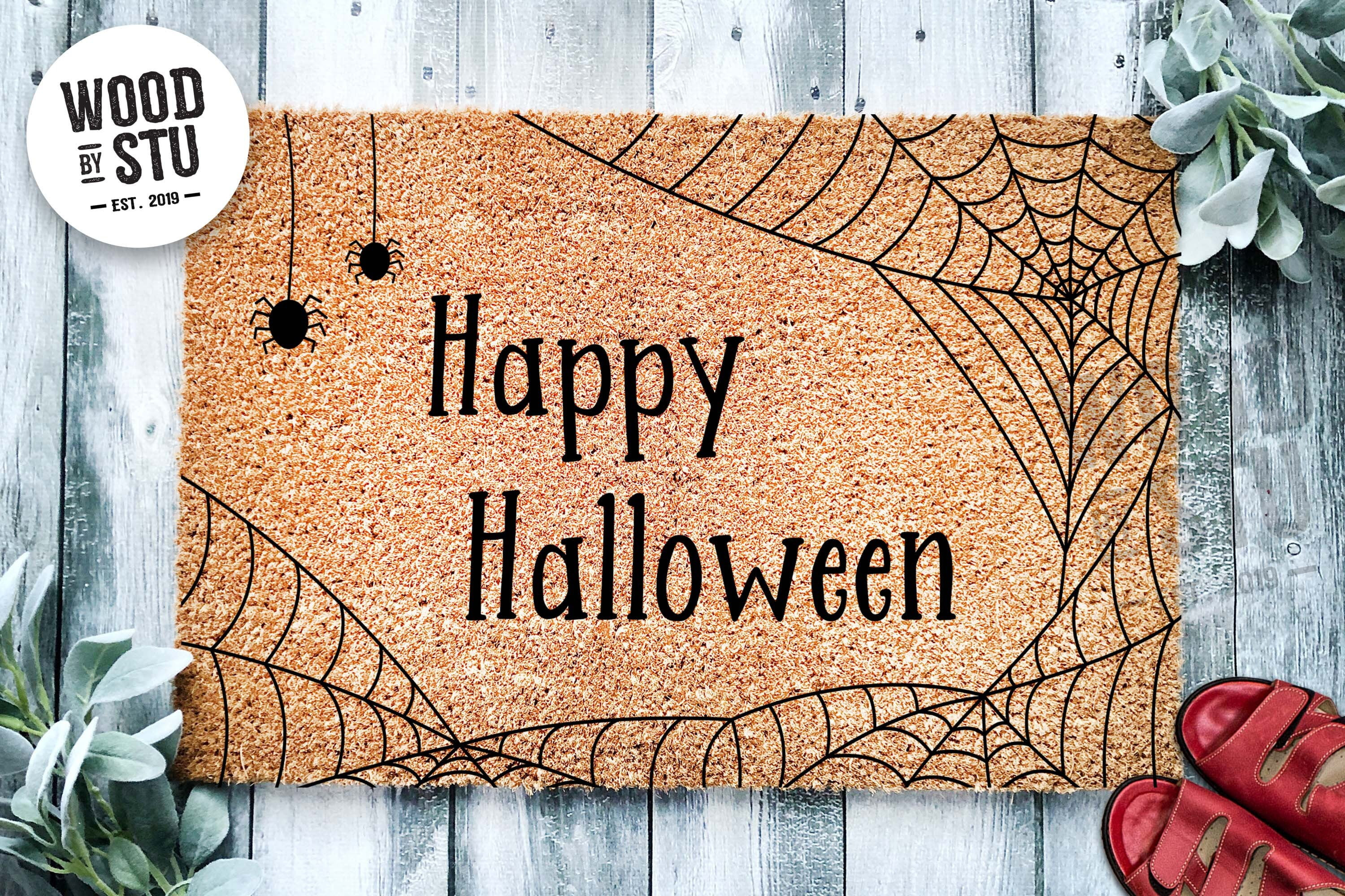 Happy Halloween Spiderweb Door Mat | Funny Doormat | Welcome Mat | Halloween Decor Door Mat | Hom... | Walmart (US)