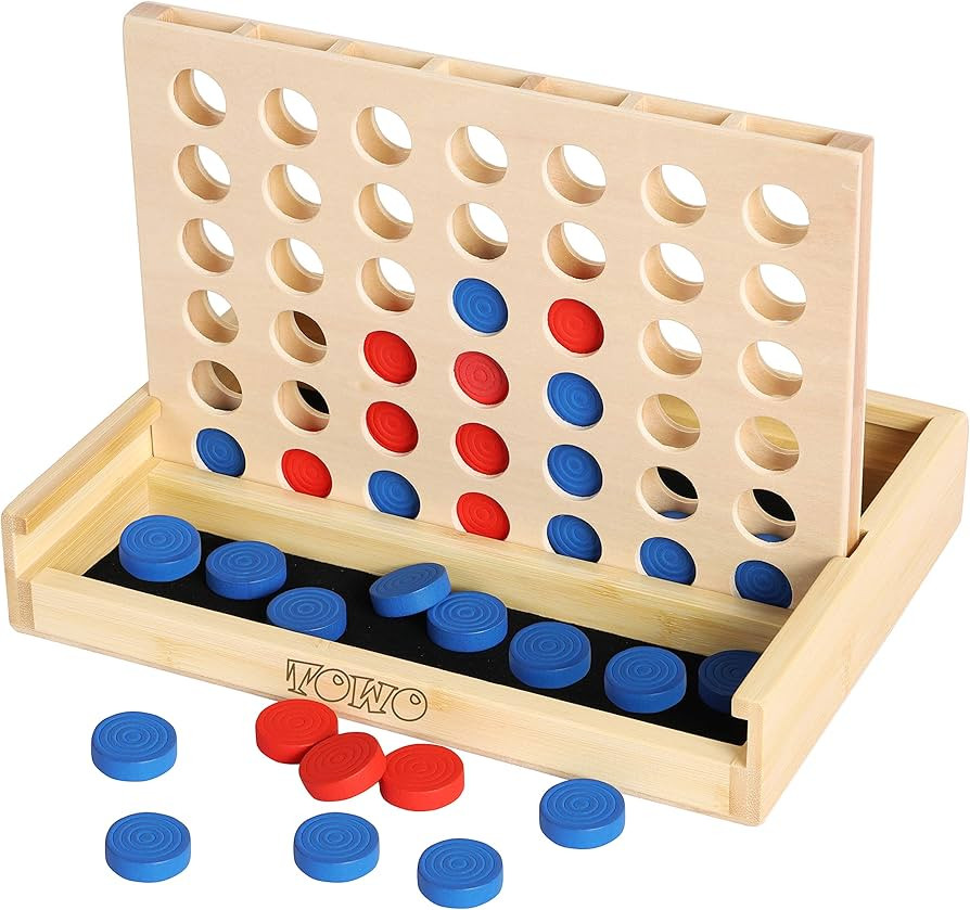 TOWO Wooden 4 in a Row Game - Classic Strategy Game for Adults Children-Connect The 4 Discs of Sa... | Amazon (US)