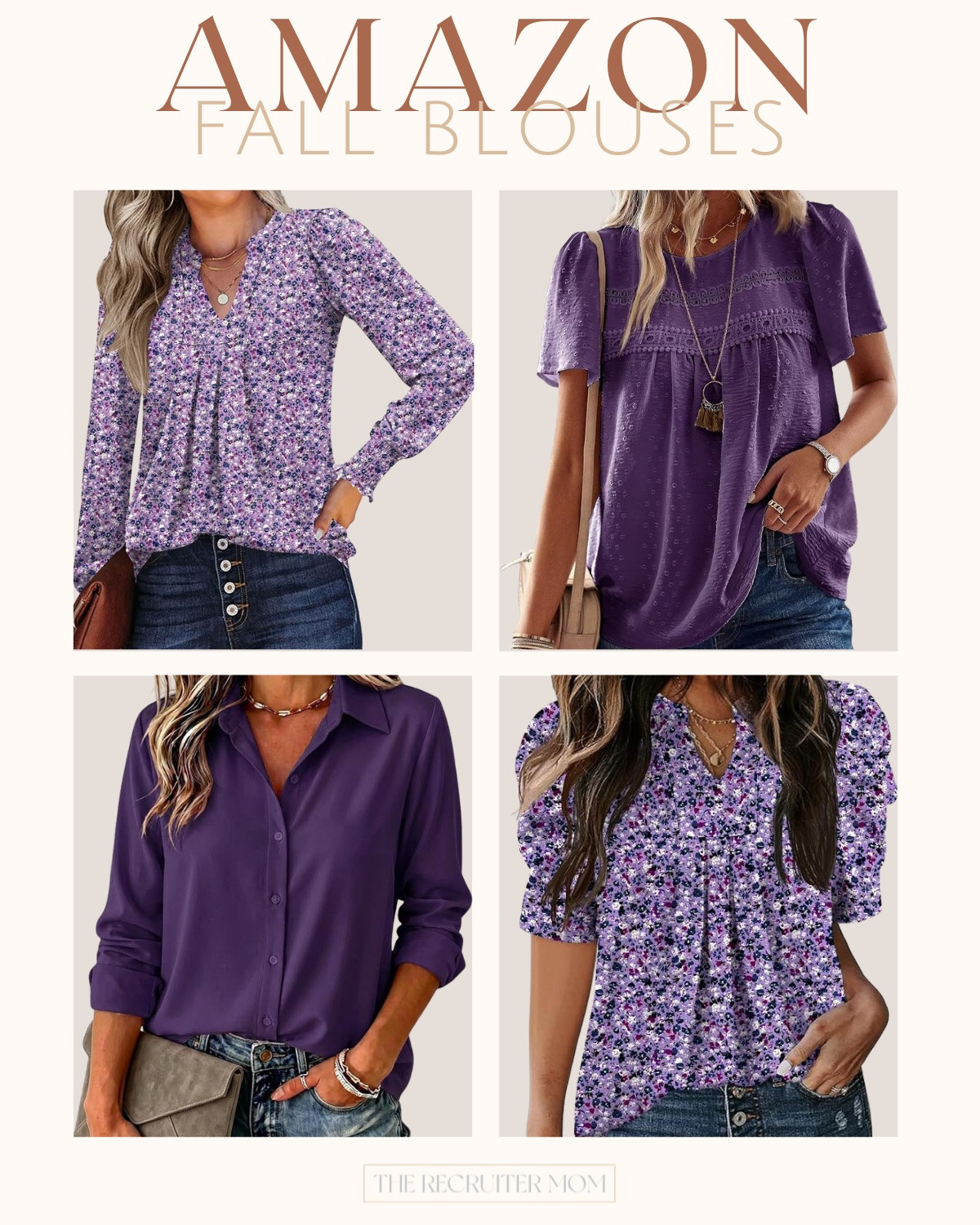 Amazon fall blouses in pretty shades of purple 💜 Easy options for work or weekends! 

 #AmazonFashion #FallWorkwear #LTKSeasonal #LTKMidsize #LTKWorkwear