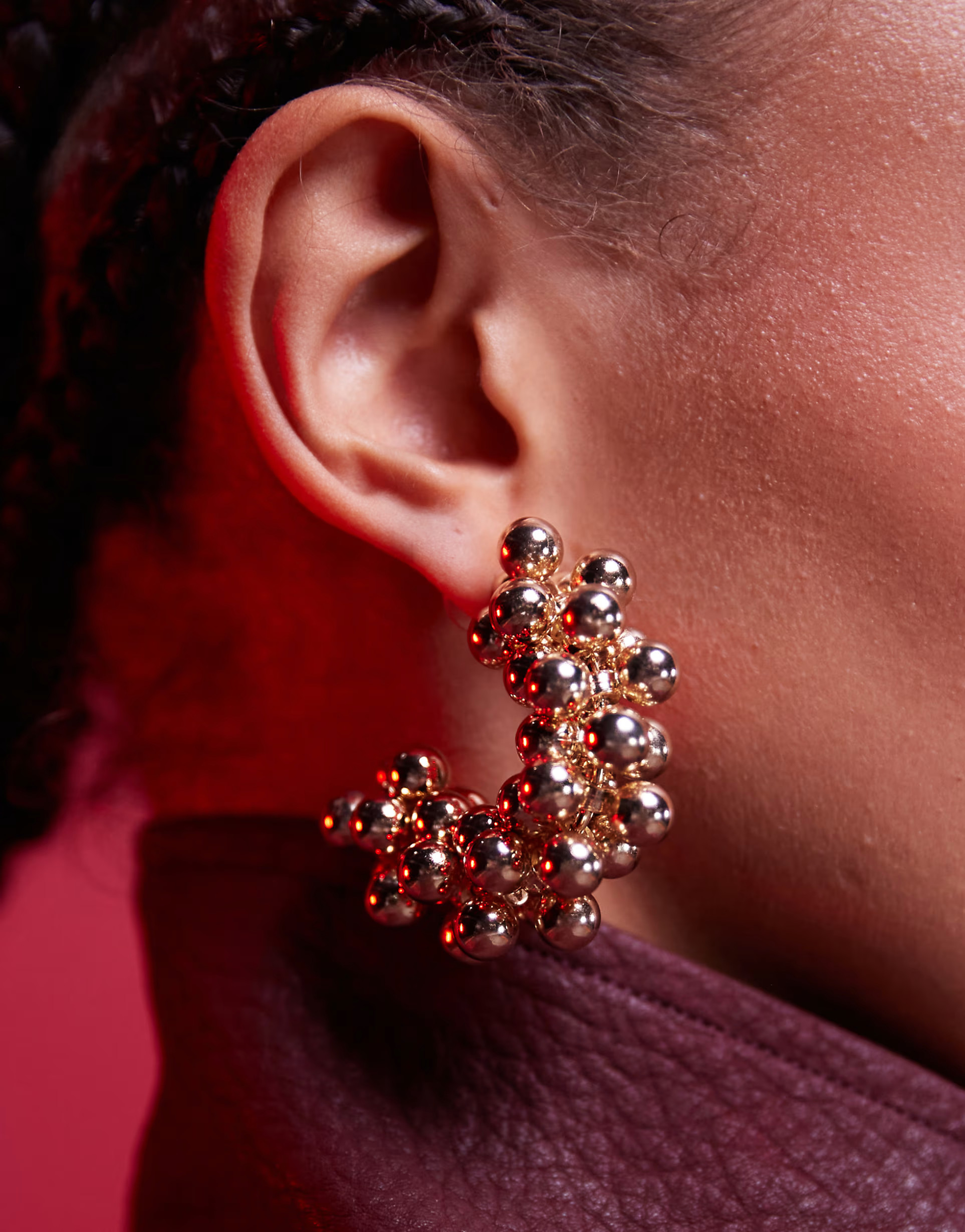 ASOS DESIGN hoop earrings with multi ball detail in gold tone | ASOS (Global)