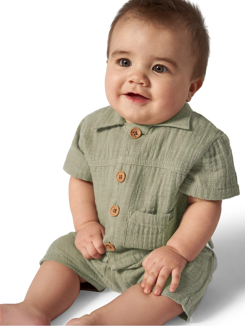 Modern Moments by Gerber Baby Boy Cotton Short Sleeve Shirt and Short Set, 2-Piece, Sizes 0/3 Mon... | Walmart (US)
