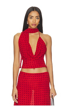 MORE TO COME Landry Cowl Neck Top in Red Dot from Revolve.com | Revolve Clothing (Global)