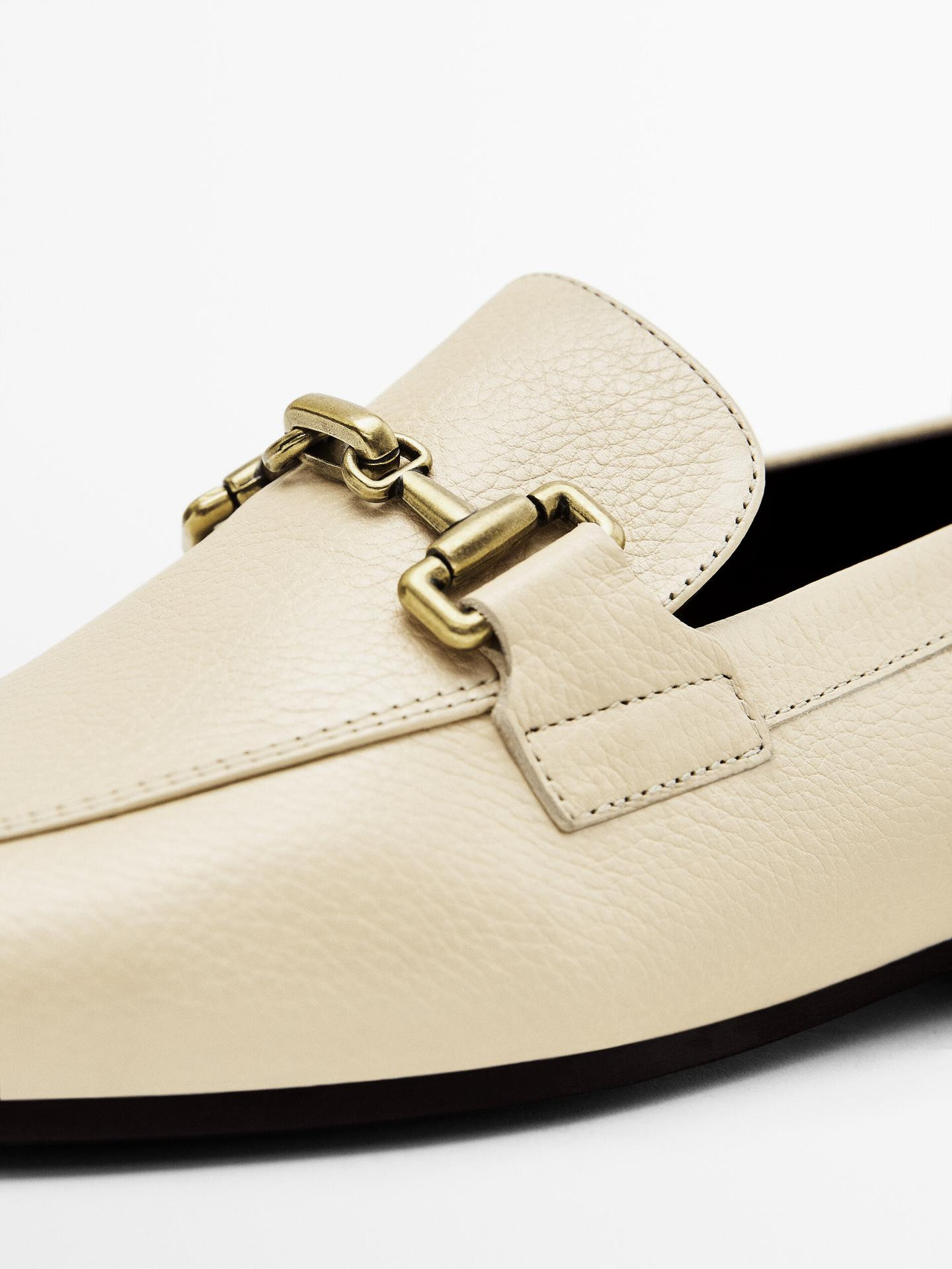 Leather loafers with metal buckle | Massimo Dutti US