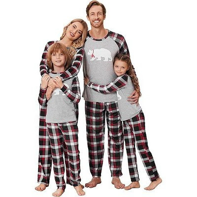 Ekouaer 2025 Christmas Family Matching Pajamas 2 Piece Warm Bear Prints Long Sleeves Men Pjs Set Small Sleepwear with Plaid Pant L | Target